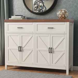 Hanyee <span class=keywords><strong>Armoire</strong></span> nordique en bois <span class=keywords><strong>Armoire</strong></span> <span class=keywords><strong>basse</strong></span> CBM 4 portes avec commode de rangement pour la maison Appartement Entrée Chambre Salon - Product Image 1
