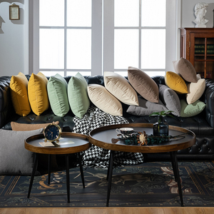 Housses de coussin décoratives rayées douces en polyester 100% solide, 18*18 pouces, <span class=keywords><strong>pour</strong></span> canapé, salon - Product Image 2