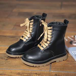 Nouvelles bottes en cuir pour enfants, garçons et filles, chaussures décontractées à lacets, chaussures d'étudiant, bottes à la mode pour bébés et enfants, bottes à la cheville pour l'automne - Product Image 2