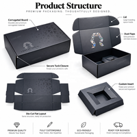 Boîtes d'emballage de luxe en carton noir mat imprimées UV, boîte d'expédition pliable en papier pour colis de livraison de cadeaux e-commerce