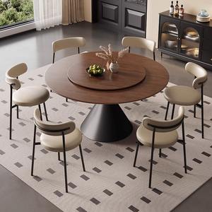 عشاء حديث فاخر من الخشب الصلب الدائري ، 4 6 8 مقاعد ، غرفة معيشة للمطعم ، تصاميم أثاث أسود دوار - Product Image 2