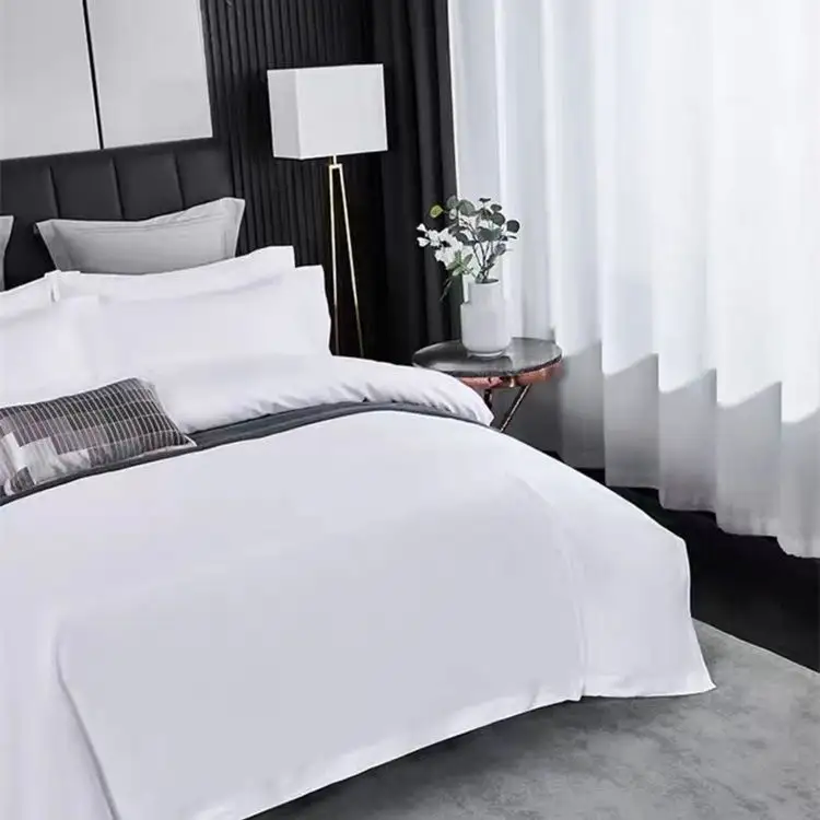 Witte Percale Queen Size Sheet Set Hotel Luxe Ademende Laken Met Dekbedovertrek 100% Katoen