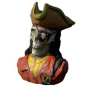 Vente en gros d'ustensiles de bar personnalisés hawaïens Cool Gentleman Effet d'essuyage Céramique Cheveux longs Squelette borgne Pirate Capitaine Buste Tiki Mug - Product Image 3