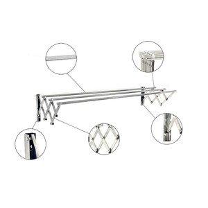 Stendibiancheria a Muro Pieghevole a 3 Aste in Acciaio Inossidabile, Salvaspazio, Nuovo Design, per Bagno e Esterni - Product Image 1