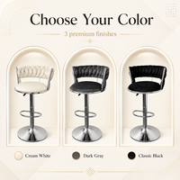 Tabourets de bar modernes classiques à hauteur de comptoir, avec coussin rond en velours, chaise pivotante chromée pour îlot de cuisine ou comptoir de salle à manger