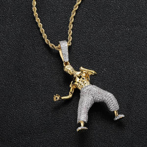 Collier Hip Hop avec pendentif <span class=keywords><strong>Bruce</strong></span> <span class=keywords><strong>Lee</strong></span> <span class=keywords><strong>Kung</strong></span> <span class=keywords><strong>Fu</strong></span> Chinois, micro-incrusté de zircon, personnalisé, idéal pour les fans d'icônes nationales, vente en gros - Product Image 6