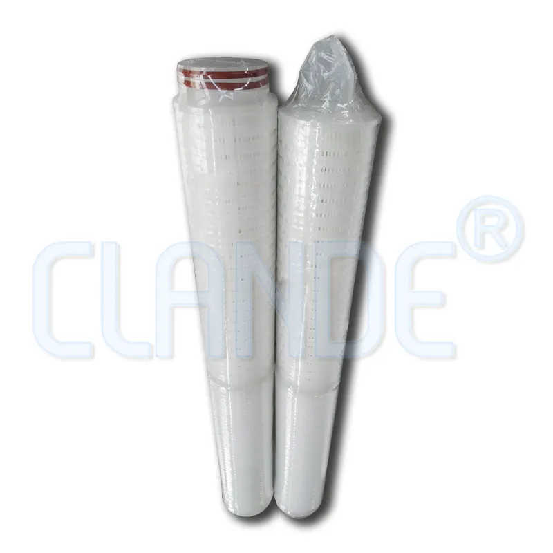 0.2 माइक्रोन 20 इंच का उच्च प्रवाह pp/नायलॉन/ptfe pleated झिल्ली फिल्टर कारतूस पानी कागज भरे फिल्टर तत्व