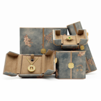 Boîte à bijoux en cuir PU oriental personnalisée avec fleurs, emballage de luxe, rangement et présentation, personnalisation du logo de la marque pour bijoux