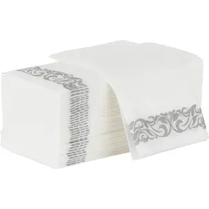 Serviettes de table Airlaid personnalisées, serviette absorbante en papier de soie blanche pour la fête