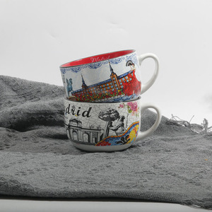 Taza de Sopa/Leche de Cerámica con Estampado Gráfico de <span class=keywords><strong>Madrid</strong></span>, Estilo Simple, Gran Capacidad, Apta para Lavavajillas y Microondas, para Oficina, Desayuno, Profesional - Product Image 3