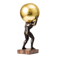 Statue de boule dorée antique en résine Weivista Atlas tenant le monde, décoration de salon