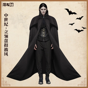 Capa de Vampiro Medieval con Cuello Alto, Disfraz Unisex para Fiesta de Halloween, Juego de Roles, Ropa de Escenario, Material de Poliéster - Product Image 4