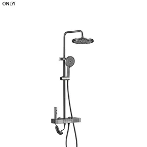Set keran mandi tampilan Digital, dudukan dinding 4 fungsi Rain Shower mixer panas dingin dengan semprotan Bidet Colonne De Douche