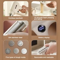 Machine à pâtes électrique 5-en-1 en plastique, usage domestique, portable, automatique, 400W, rechargeable, sans fil, 15