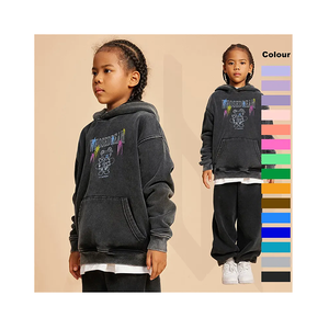 All'ingrosso produttori di OEM 355g felpe con cappuccio per bambini Vintage serigrafia sciolto acido lavaggio felpa <span class=keywords><strong>adolescente</strong></span> 2-12anni - Product Image 1