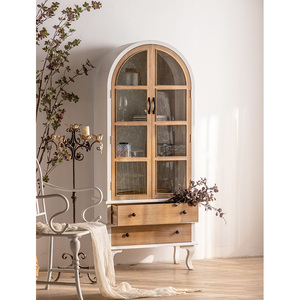 Gabinete Arqueado <span class=keywords><strong>de</strong></span> Madera Rústico Estilo Vintage Francés, Mueble Moderno para el Hogar, Almacenamiento para Dormitorio y Sala <span class=keywords><strong>de</strong></span> Estar, <span class=keywords><strong>Aparador</strong></span> Versátil - Product Image 1