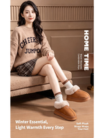 Chaussons d'hiver pour femmes à dos fermé, avec col en fourrure, plateforme épaisse, doublure chaude en peluche, antidérapants, pour l'extérieur, pour couple, en coton, pour la maison