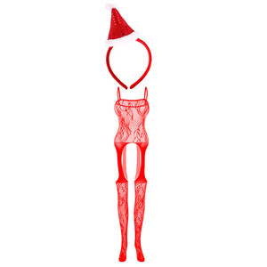 Men's Christmas <b>Red</b> Bodysuit Low-Rise Spandex Nylon With <b>Bow</b> Decoration Sexy Underwear - Product Image 4