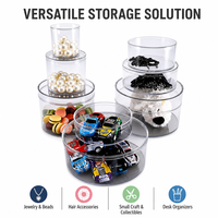 Boîte d'emballage pour bijoux en matériaux recyclés transparents, petit étui cylindrique en plastique, conteneur pour bagues, boucles d'oreilles, colliers, rangement