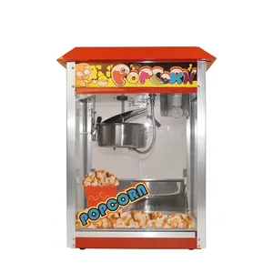Mesin Pembuat Popcorn Elektrik Populer Komersial 8Oz Mesin Pembuat Popcorn Mesin Makanan Ringan Pembuat Popcorn dengan Atap Atas