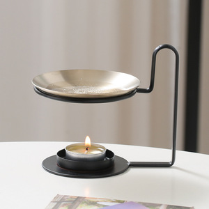 T250734 Four d'aromathérapie à disque doré noir <span class=keywords><strong>Lampe</strong></span> <span class=keywords><strong>chauffante</strong></span> à huile essentielle pour la fusion de cire domestique pour encens Amazon - Product Image 1