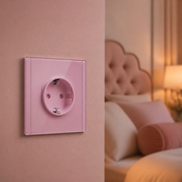 Stopkontak EU Tipe E F dengan Port USB C Cepat Warna Beige Pink Baru Kabel Satu Jalur Sambungan Cepat Saklar CE Rohs