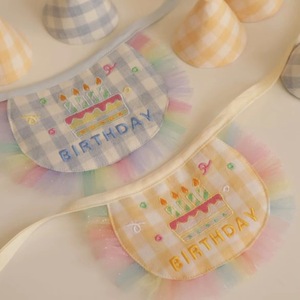 Lindos baberos de cumpleaños para mascotas, a cuadros, bordados con diseño de pastel, para perros y gatos, para todas las estaciones, atuendo de fiesta - Product Image 1