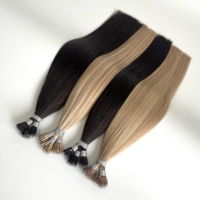 Extensions de cheveux vierges européens blonds à double épaisseur, nano-rings, pré-collées, en gros