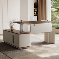 Bureau de direction ergonomique moderne, réglable en hauteur électriquement, avec armoire de rangement en bois