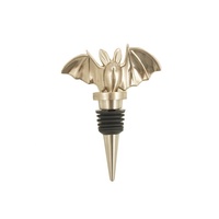 Bouchon et verseur à vin personnalisés en alliage de zinc, argent/or rose, motif chauve-souris d'Halloween, design moderne, réutilisables et durables