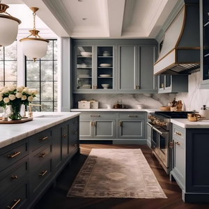 Mobili da <span class=keywords><strong>Cucina</strong></span> Bianchi Stile Shaker su Misura, Armadi Modulari in Legno Massello con <span class=keywords><strong>Isola</strong></span> per Villa Moderna - Product Image 2
