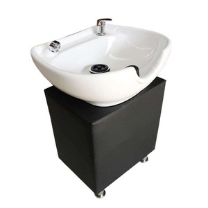 Bac à shampoing en céramique noire pour salon, lit de lavage de cheveux, lavabo de spa capillaire, station de lavage de cheveux portable - Product Image 5