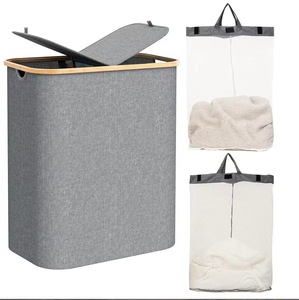 Panier <span class=keywords><strong>à</strong></span> <span class=keywords><strong>linge</strong></span> pliable en bambou Oxford 100L avec poignées, <span class=keywords><strong>bac</strong></span> <span class=keywords><strong>à</strong></span> <span class=keywords><strong>linge</strong></span> <span class=keywords><strong>sale</strong></span> pliable pour la maison, lavable pour la salle de bain - Product Image 1