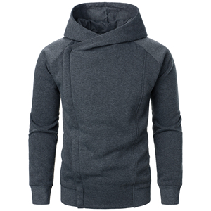 Sweat à capuche pour homme, couleur unie, manches longues, fermeture éclair latérale, design tendance, automne-hiver - Product Image 1