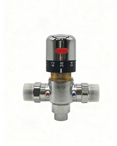 Válvula <span class=keywords><strong>Mezcladora</strong></span> Termostática Manual de <span class=keywords><strong>2</strong></span>/3 Vías Xingfu con Conexiones de <span class=keywords><strong>1</strong></span>/<span class=keywords><strong>2</strong></span>\" y 3/4\" para Sistema de Calefacción por Suelo Radiante, Cocina y Baño - Product Image 4