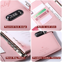 Coffret Cadeau Livre de Budget Personnalisé avec Serrure à Combinaison, Reliure à Feuillets Mobiles, Couverture en PU Rose/Blanc
