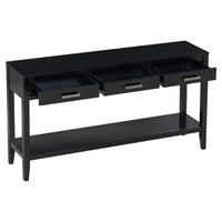 Table console en bois rustique 2025 Offre Spéciale à 3 tiroirs noir et bleu pour entrée