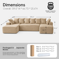 Canapé modulaire sectionnel OEM Cloud Couch, convertible en lit, de luxe, en forme de U, sans armature, compressé, pour appartement, décoration de salon, ODM