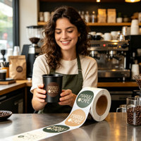 Etiquetas Adhesivas Personalizadas Impresas a Medida, Resistentes al Agua, de Vinilo para Envasado de Alimentos como Miel, Mermelada y Café