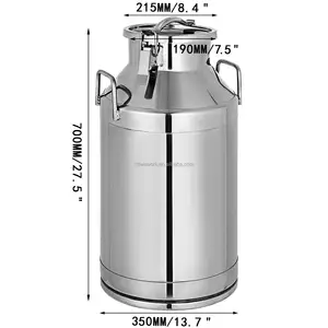 50L Milk Can 304 Stainless Steel Milk bucket 13.2 GAL Wine Pail Bucket with Sealed Lid Tote Jug Milk Can