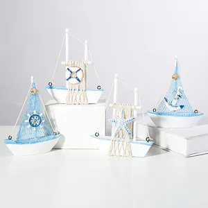 Mediterranean style wooden sailing model medium cake baking ornaments 14CM Sailing craft Ornaments