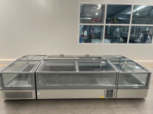 Siêu thị R290 Led lên xuống cửa trượt hiệu quả năng lượng cửa kính lớn đảo ngực sâu Tủ đông cắm giá - Product Image 6