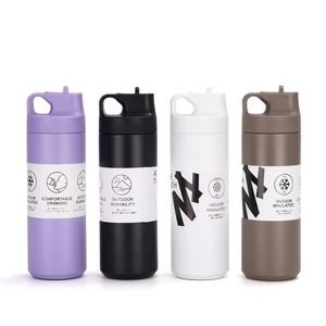 Dd4321 Tasse isotherme de style américain en acier inoxydable 304 de 550 ml avec couvercle anti-fuite et paille rabattable, isolation 12-24 heures - Product Image 1