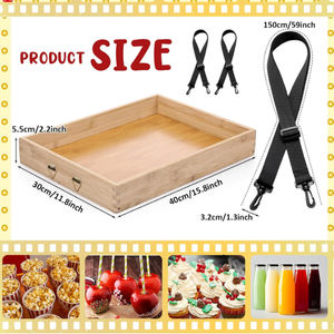 ถาดไม้ใส่ขนมขบเคี้ยวพร้อมสายรัดถาดเสิร์ฟเครื่องดื่มป๊อปคอร์นปาร์ตี้กลางคืนสำหรับภาพยนตร์ - Product Image 2