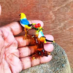 Ensemble de figurines d'oiseaux en verre soufflé à la main, thème animal coloré, ornement décoratif, artisanat d'art fait main - Product Image 3