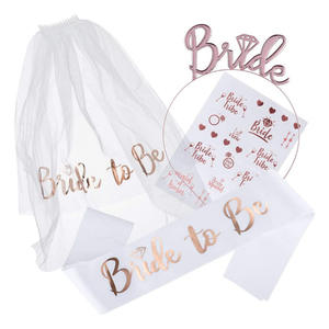 Bachelor Party <strong>Bride</strong> <strong>to</strong> <strong>Be</strong> Set Rose Gold Bridal Veil <strong>Headband</strong> Shoulder Strap Sticker Four-piece Set - Product Image 1