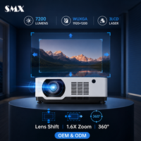 Projecteur laser pour salle de conférence WUXGA 7200 lumens, 3LCD 1920x1200, déplacement de l'objectif, zoom 1,6x, projecteur commercial