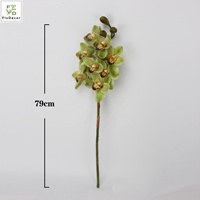 Anggrek Cymbidium Buatan Berkualitas Tinggi 79cm 8 Tangkai, Bunga Lateks Sentuhan Realistis Warna Cokelat DK Musim Gugur untuk Dekorasi Pernikahan, Pesta, dan Rumah