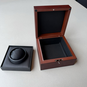 Matte Black Wooden <b>Watch</b> Box with Glass Window Single <b>Watch</b> Display <b>Case</b> Luxury Gift Packaging Custom Logo Wholesale - Product Image 4