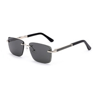 Lunettes de soleil polarisées sans monture carrées, monture en métal doré, style rétro hip-hop, lunettes de luxe